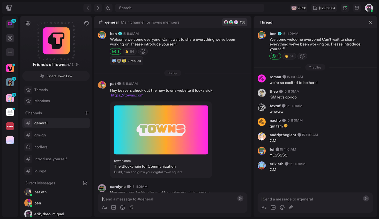 Towns - The Blockchain Messenger